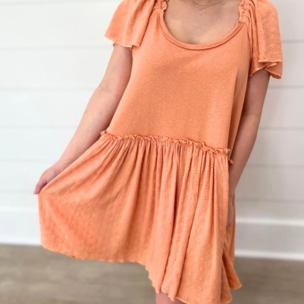 NWT LADIES SIZE M UMGEE ORANGE SHORT SLEEVE FULLY LINED EYELET DRESS NEW